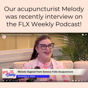 Our acupuncturist Melody Osgood was recently interviewed on the FLX Weekly Podcast! Listen here.