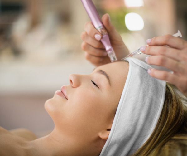 Image of woman getting microneedling treatment at Seneca Falls Acupuncture located in the Finger Lakes Region, near Skaneateles and Auburn.