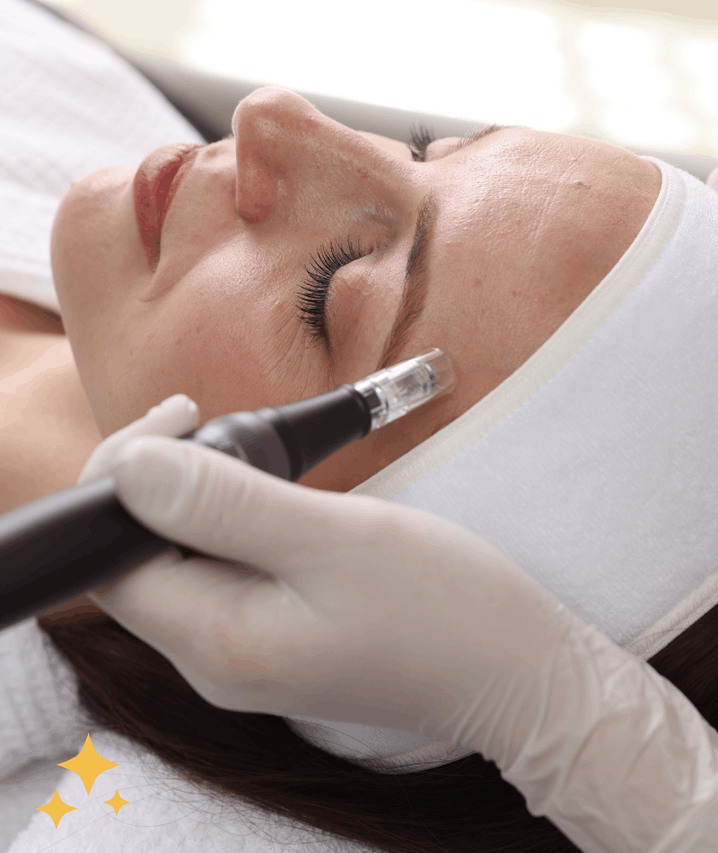 Patient getting relaxing microneedling to soften fine lines at Seneca Falls Acupuncture, located in the heart of the Finger Lakes